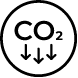 An icon illustrating lower carbon emissions, a benefit of off-grid solar systems that use renewable energy to reduce environmental damage.