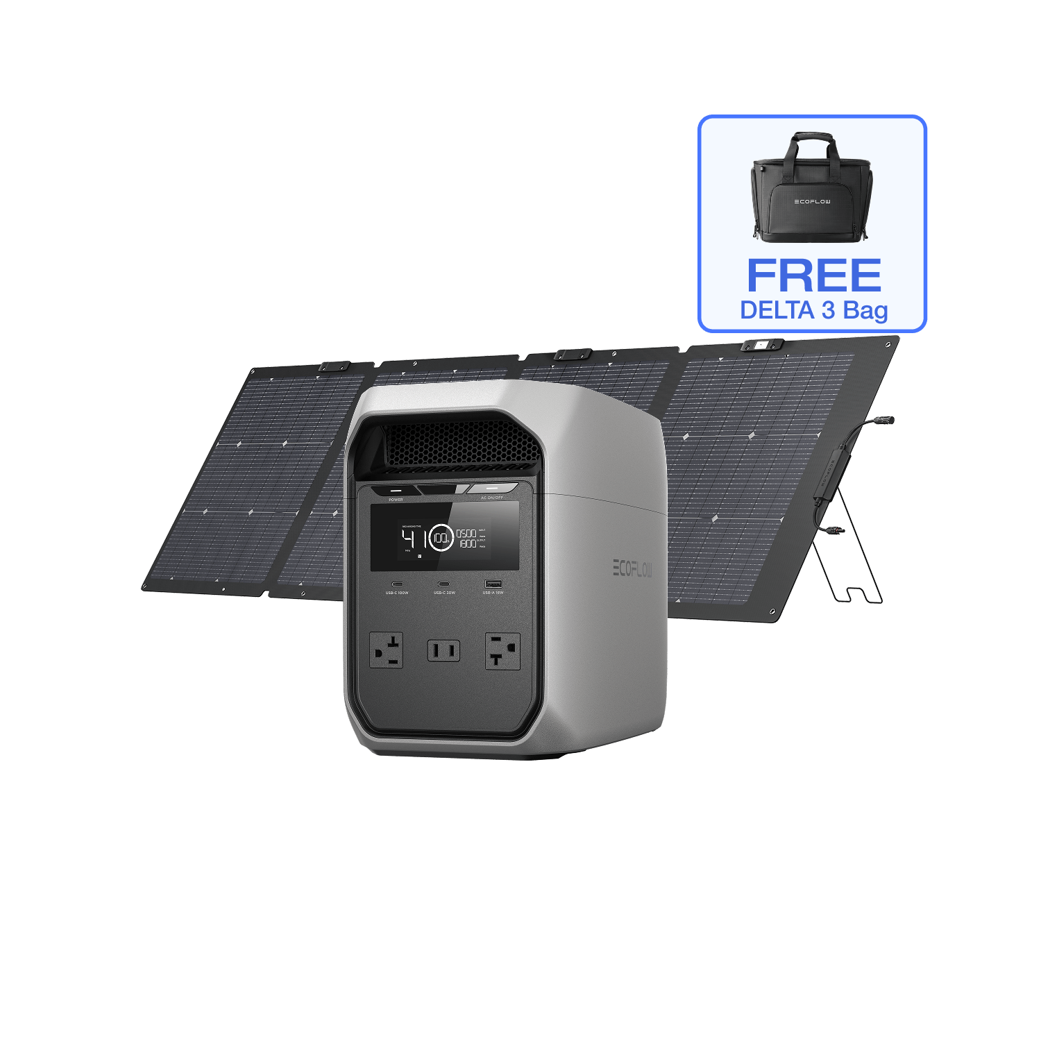 Load image into Gallery viewer, EcoFlow D3C DELTA 3 Classic (1024Wh) + 220W Solar Panel + DELTA 3 Bag EcoFlow DELTA 3 Classic (1024Wh) + 220W Solar Panel + DELTA 3 Bag - Flash Sale