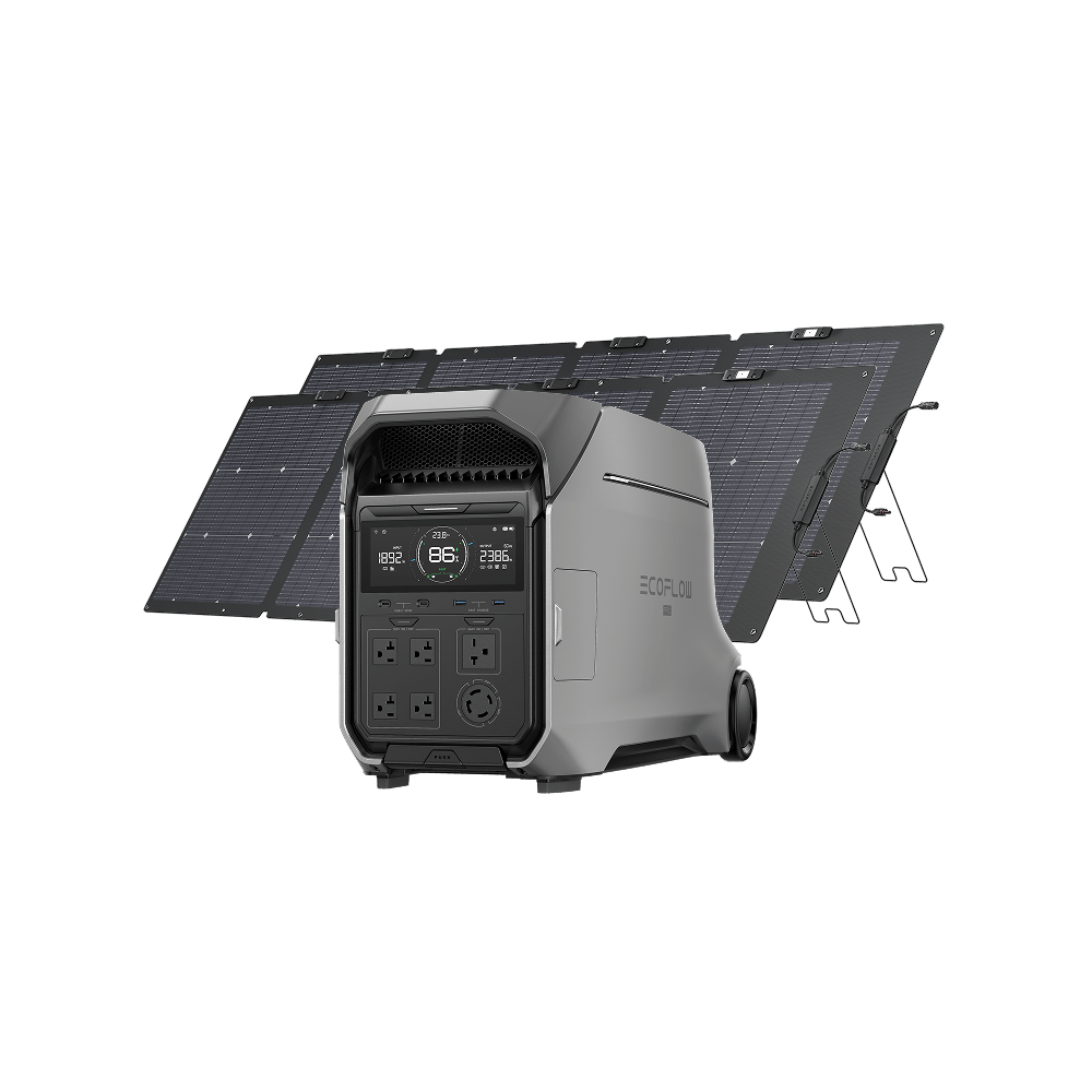 Load image into Gallery viewer, EcoFlow DP3 DELTA Pro 3 + 2 × 220W NextGen Bifacial Solar Panels EcoFlow DELTA Pro 3 Portable Power Station (UL9540 Certificated)
