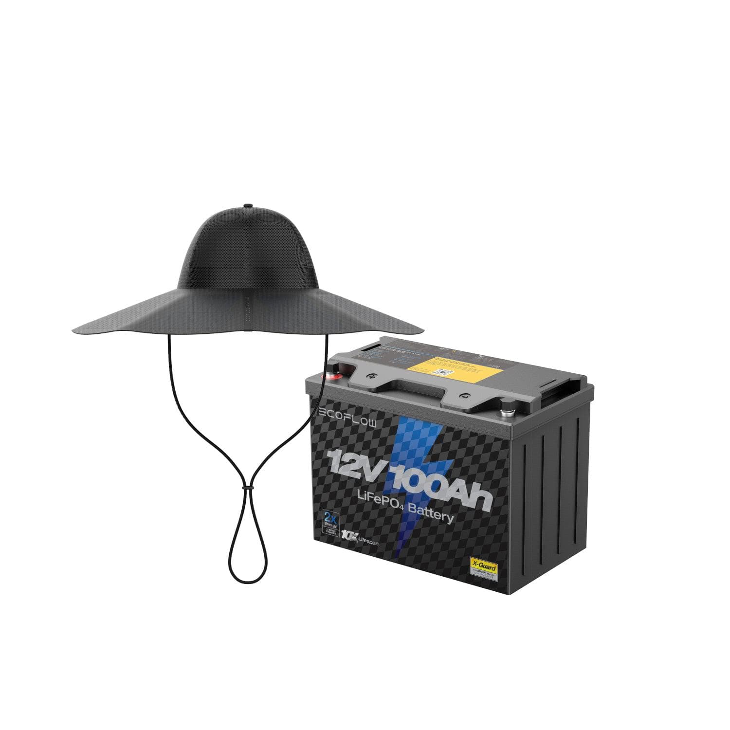 Load image into Gallery viewer, EcoFlow EcoFlow Lithium 12V 100Ah Deep Cycle LiFePO4 Battery + Power Hat(Large-XLarge) EcoFlow Lithium 12V 100Ah Deep Cycle LiFePO4 Battery