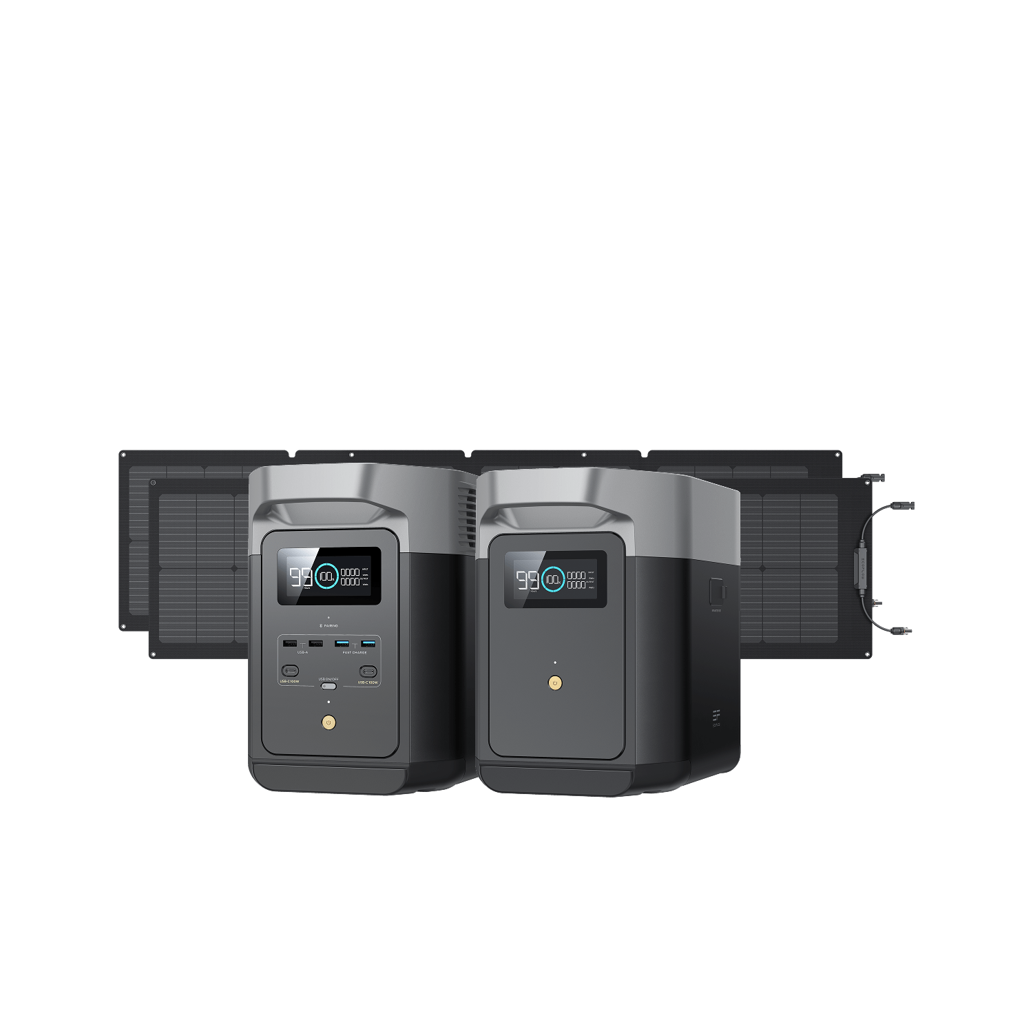 Load image into Gallery viewer, EcoFlow US Standalone DELTA 2 + DELTA 2 Smart Extra Battery + 2*110W Portable Solar Panel EcoFlow DELTA 2 + DELTA 2 Smart Extra Battery + 2*110W Portable Solar Panel