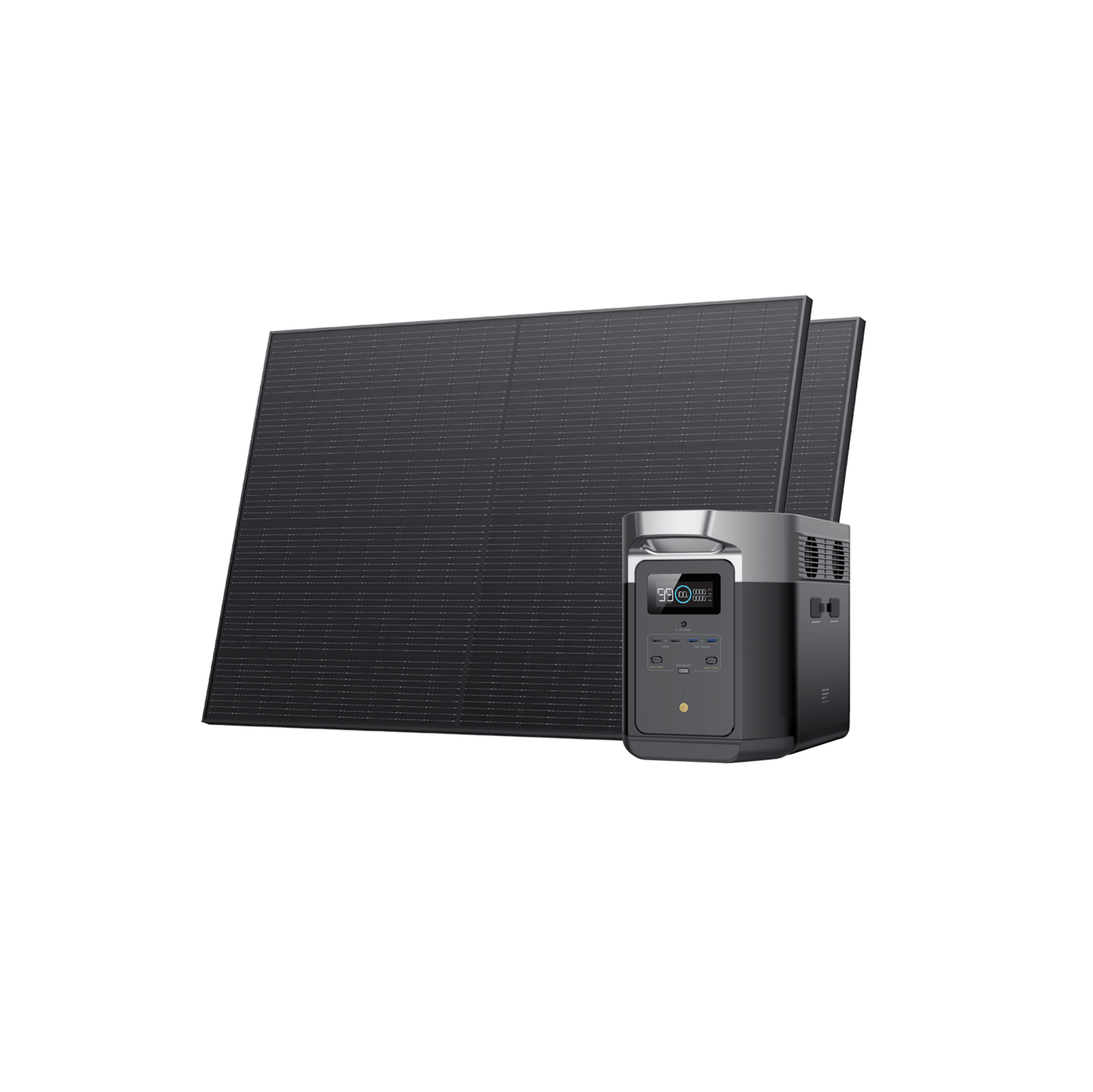Load image into Gallery viewer, EcoFlow US 2*400W Rigid Solar Panel + DELTA Max (2000) EcoFlow DELTA Max Portable Power Station + 2*400W Rigid Solar Panel