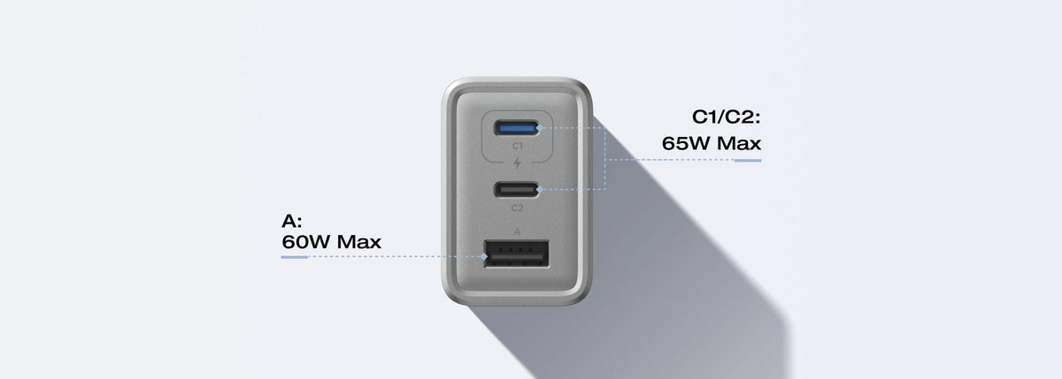 Sơ đồ phân phối công suất sạc 1 cổng đơn trên EcoFlow RAPID 65W