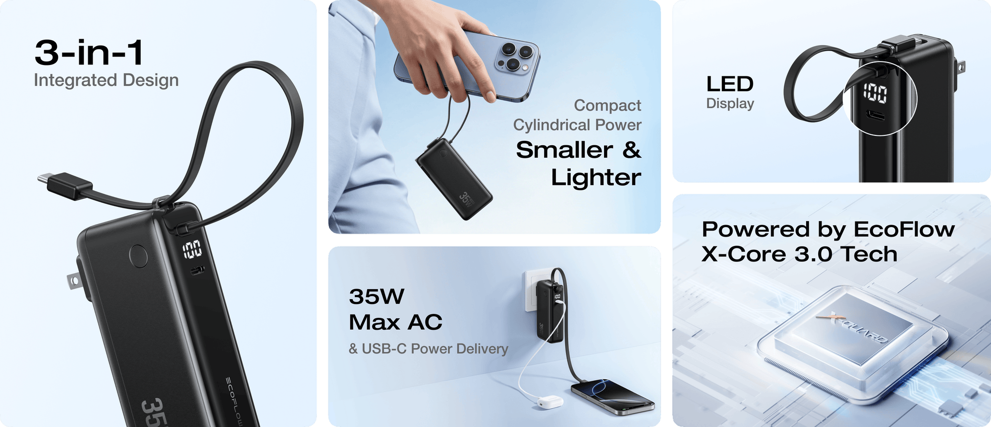 Sạc dự phòng EcoFlow RAPID 3 trong 1 10.000mAh 35W thiết kế đa năng cao cấp