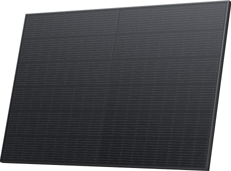 An array of eighteen EcoFlow 400W Rigid Solar Panels are mounted on a house's roof.