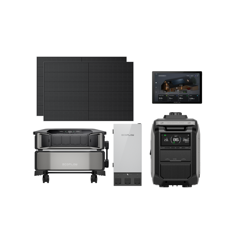 Load image into Gallery viewer, EcoFlow DELTA Pro Ultra + 2 × 400W Rigid Solar Panels + Smart Home Panel 2 + Smart Generator 3000 + PowerInsight Monitor
