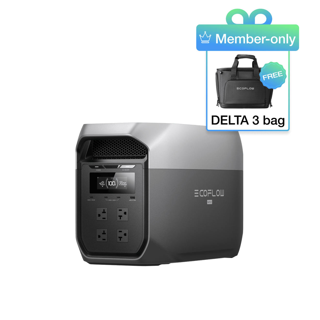 EcoFlow D3M Series DELTA 3 Max (2048Wh) / (Members-only) DELTA 3 Max + FREE D3M-BAG EcoFlow DELTA 3 Max Series Portable Power Station (2048Wh)