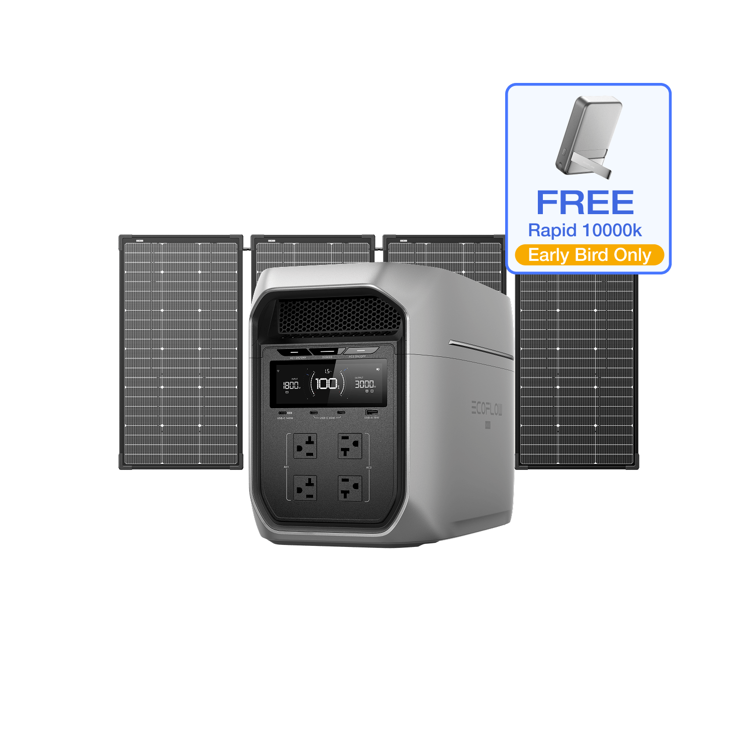Load image into Gallery viewer, EcoFlow D3MP / DELTA 3 Max Plus + 4 × 125W Solar Panel EcoFlow DELTA 3 Max Series Portable Power Station

