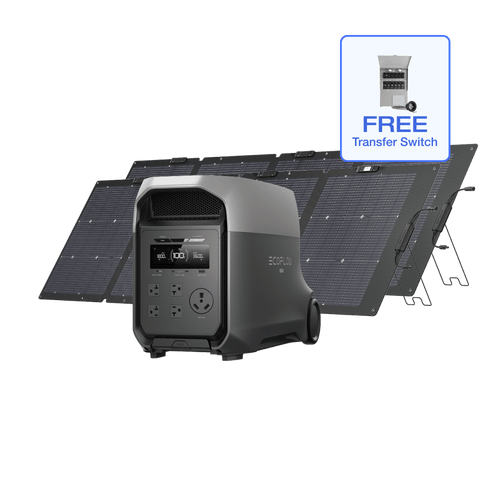EcoFlow D3U Series DELTA 3 Ultra (3072Wh) + 2 × 220W Solar Panel + Free Transfer Switch 306A1 -125V 30A EcoFlow DELTA 3 Ultra (3072Wh) + 2 × 220W Solar Panel + Free Transfer Switch - Flash Sale