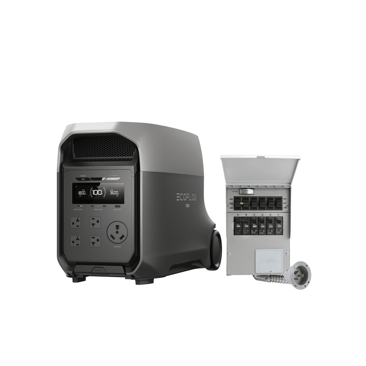 EcoFlow D3U Series DELTA 3 Ultra (3072Wh) / DELTA 3 Ultra (3072Wh) + Transfer Switch 306A1 -125V 30A EcoFlow DELTA 3 Ultra Series Portable Power Station (3072Wh)