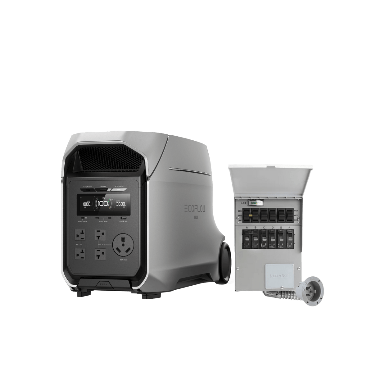 EcoFlow D3U Series DELTA 3 Ultra Plus (3072Wh) / DELTA 3 Ultra Plus (3072Wh) + Transfer Switch 306A1 -125V 30A EcoFlow DELTA 3 Ultra Series Portable Power Station (3072Wh)