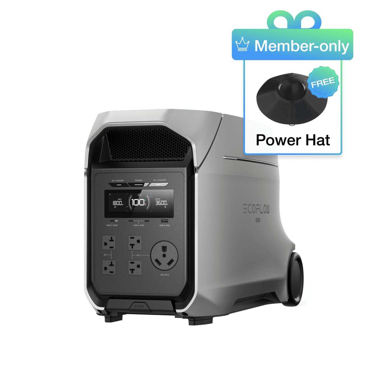 EcoFlow D3U Series DELTA 3 Ultra Plus (3072Wh) / (Members-only) DELTA 3 Ultra Plus Portable Power Station (3072Wh) + FREE Power Hat EcoFlow DELTA 3 Ultra Series Portable Power Station (3072Wh)