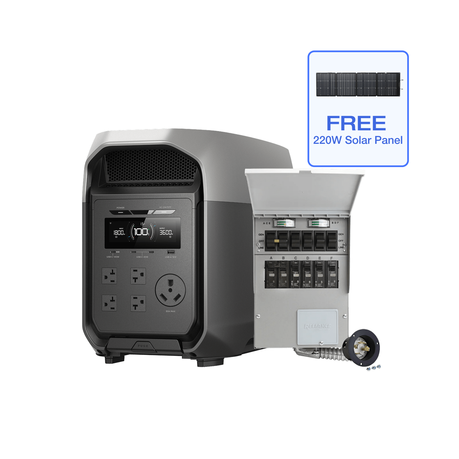 Load image into Gallery viewer, EcoFlow D3U / DELTA 3 Ultra + Transfer Switch 306A1 -125V 30A EcoFlow DELTA 3 Ultra Series Portable Power Station
