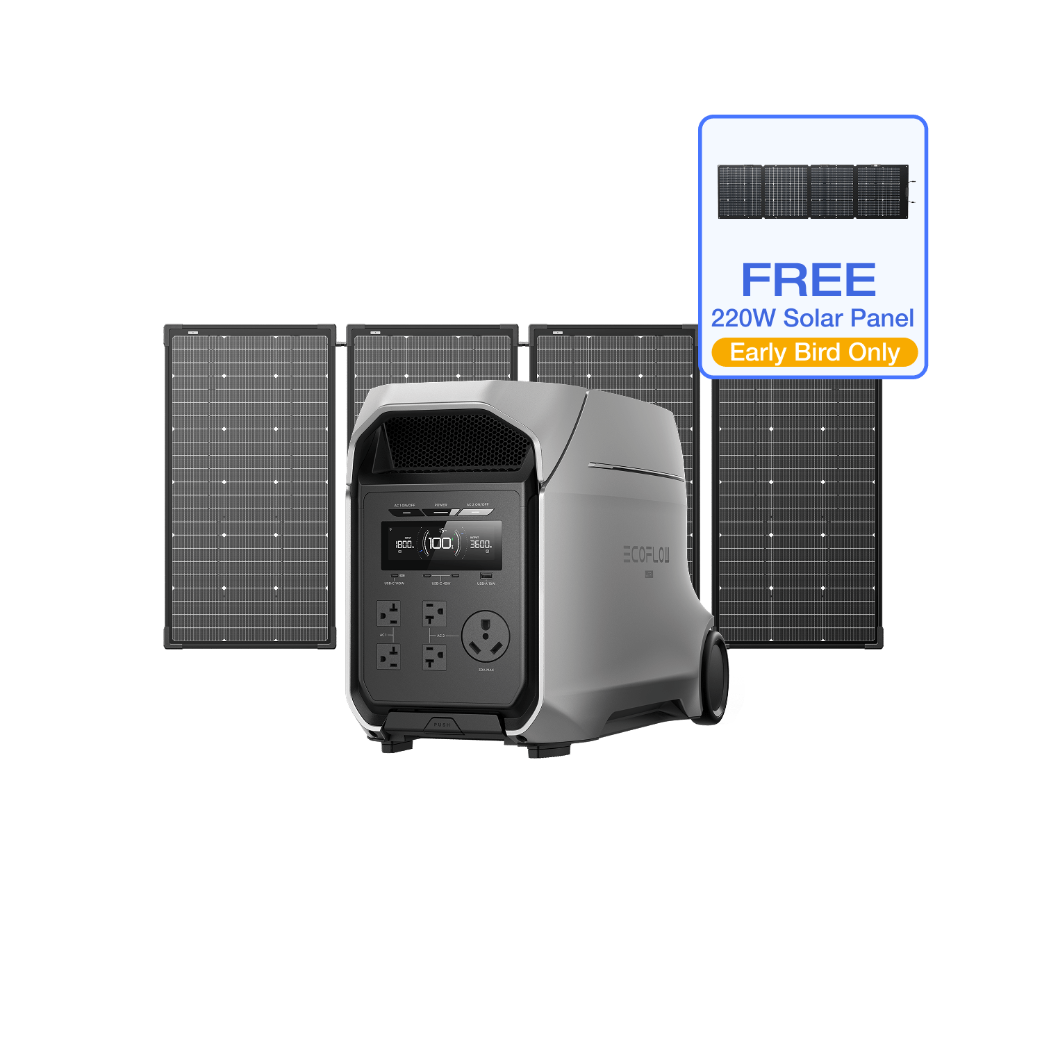 Load image into Gallery viewer, EcoFlow D3UP / DELTA 3 Ultra Plus + 4 × 125W Solar Panel EcoFlow DELTA 3 Ultra Series Portable Power Station
