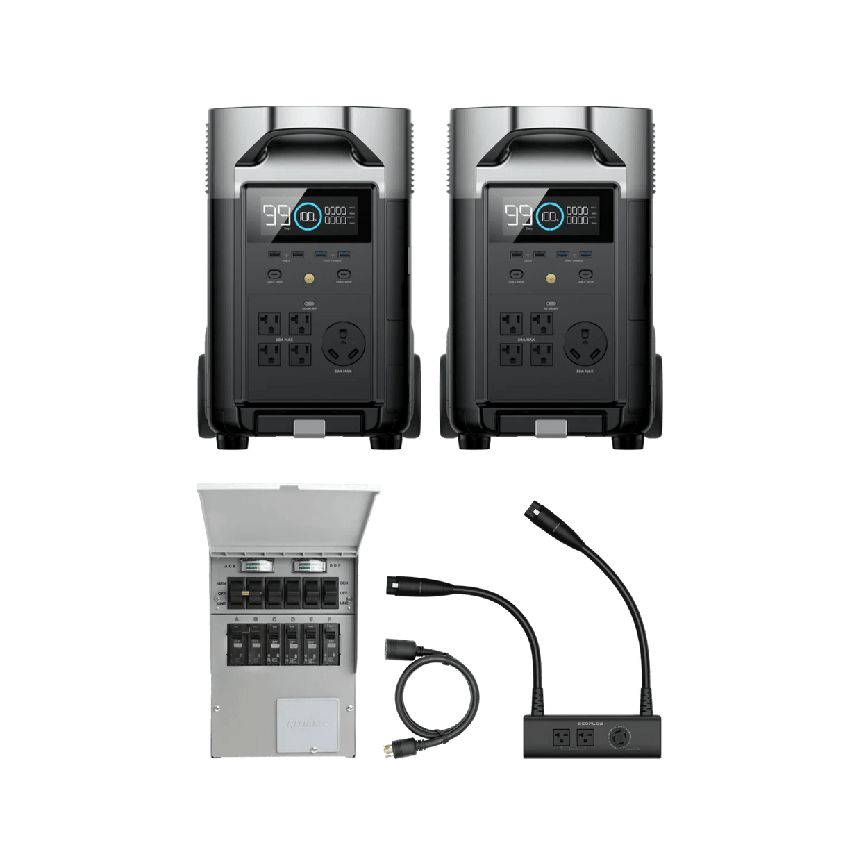 EcoFlow DELTA Pro*2 + Double Voltage Hub + Transfer Switch EcoFlow DELTA Pro*2 + Double Voltage Hub + Transfer Switch