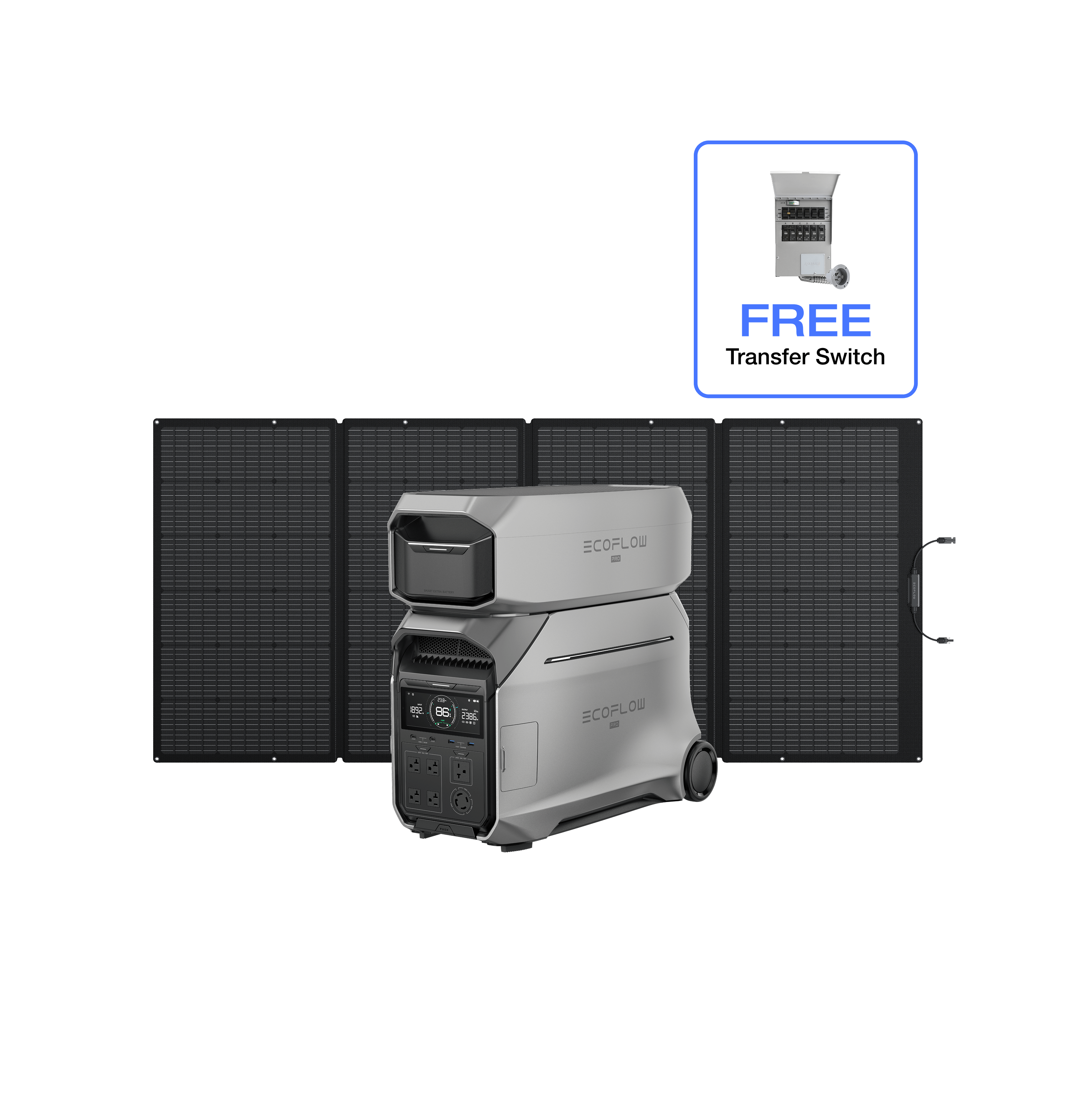 DELTA Pro 3 + DELTA Pro 3 Extra Battery + 400W Solar Panel + Free Transfer Switch