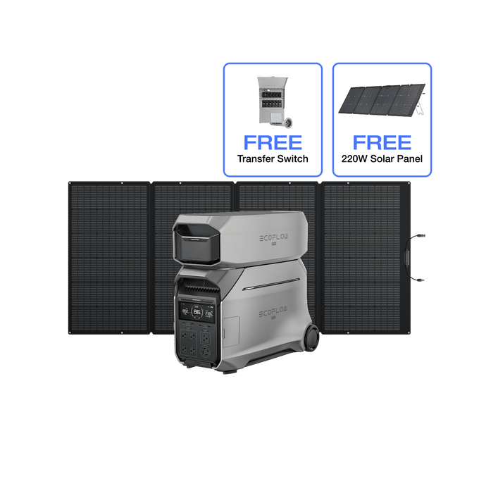 EcoFlow DP3 DELTA Pro 3 + Extra Battery + 400W Solar Panel + Free Transfer Switch +Free 220W Solar Panel EcoFlow DELTA Pro 3 Portable Power Station (UL9540 Certificated)