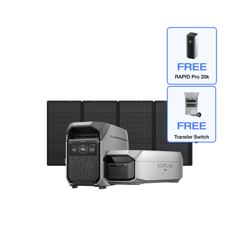 EcoFlow DP3 DELTA Pro 3 + Extra Battery + 400W Solar Panel + Free Transfer Switch + Free RAPID Pro (20,000mAh) EcoFlow DELTA Pro 3 Portable Power Station (UL9540 Certificated)