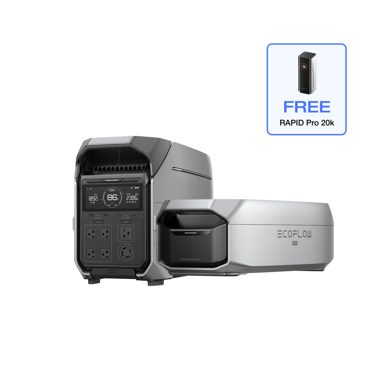 EcoFlow DP3 DELTA Pro 3 + Extra Battery + Free RAPID Pro (20,000mAh) EcoFlow DELTA Pro 3 Portable Power Station (UL9540 Certificated)