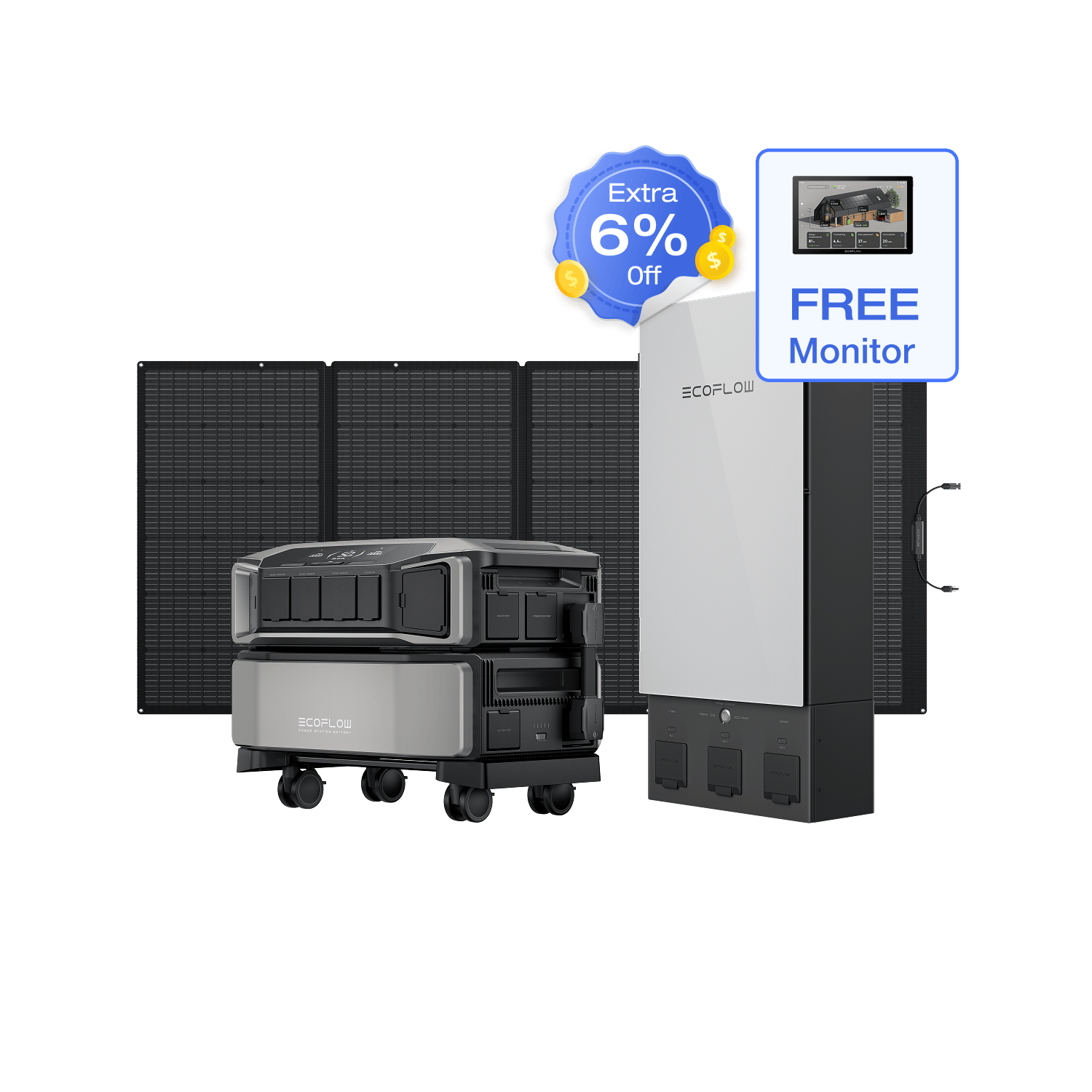 EcoFlow DPU-BUNDLE EcoFlow DELTA Pro Ultra + Smart Home Panel 2 + 400W Portable Solar Panel + Free Monitor EcoFlow DELTA Pro Ultra + Smart Home Panel 2 + 400W Portable Solar Panel + Free Monitor (Web Exclusive)
