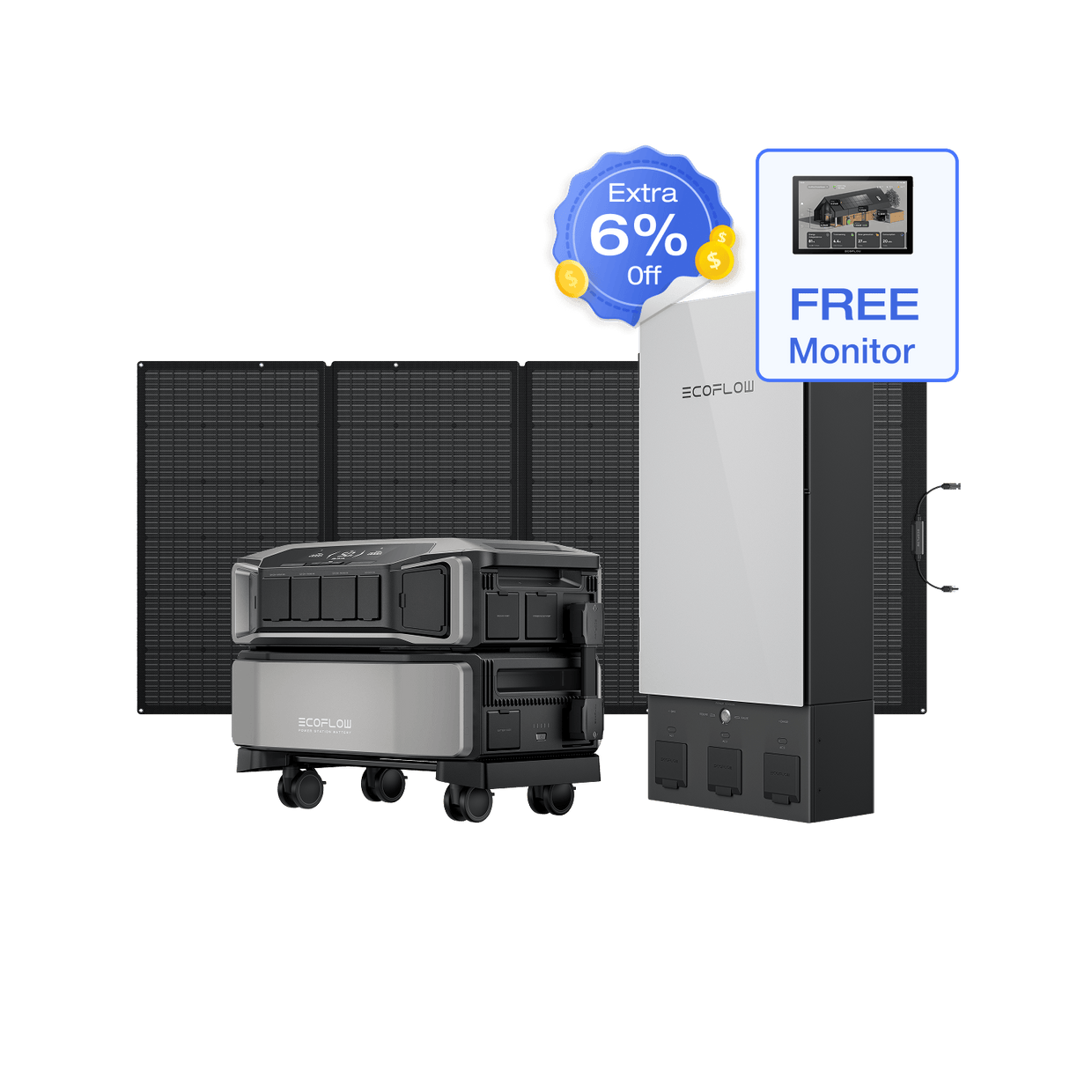 EcoFlow DPU-BUNDLE EcoFlow DELTA Pro Ultra + Smart Home Panel 2 + 400W Portable Solar Panel + Free Monitor EcoFlow DELTA Pro Ultra + Smart Home Panel 2 + 400W Portable Solar Panel + Free Monitor (Web Exclusive)