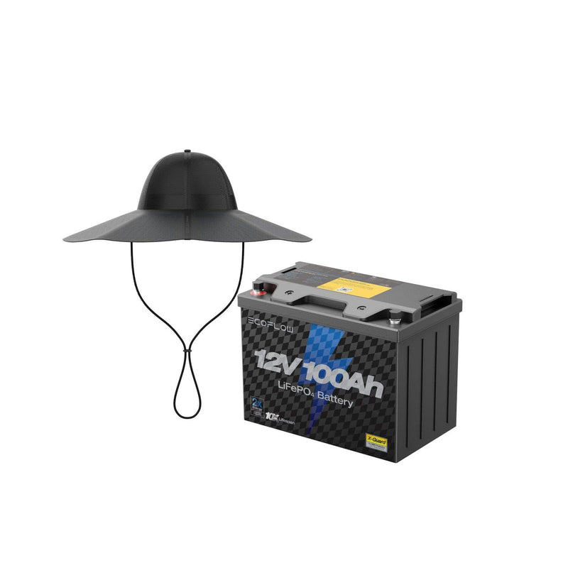 Load image into Gallery viewer, EcoFlow EcoFlow Lithium 12V 100Ah Deep Cycle LiFePO4 Battery + Power Hat(Medium-Large) EcoFlow Lithium 12V 100Ah Deep Cycle LiFePO4 Battery
