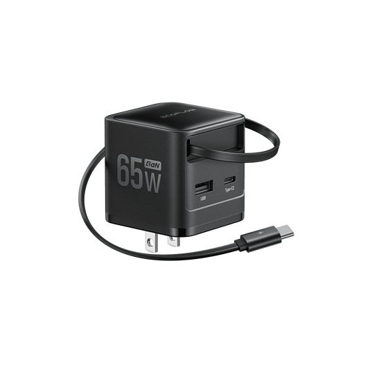 EcoFlow Rapid Charger 65W Black EcoFlow RAPID Charger (65W, Retractable Cable, GaN)