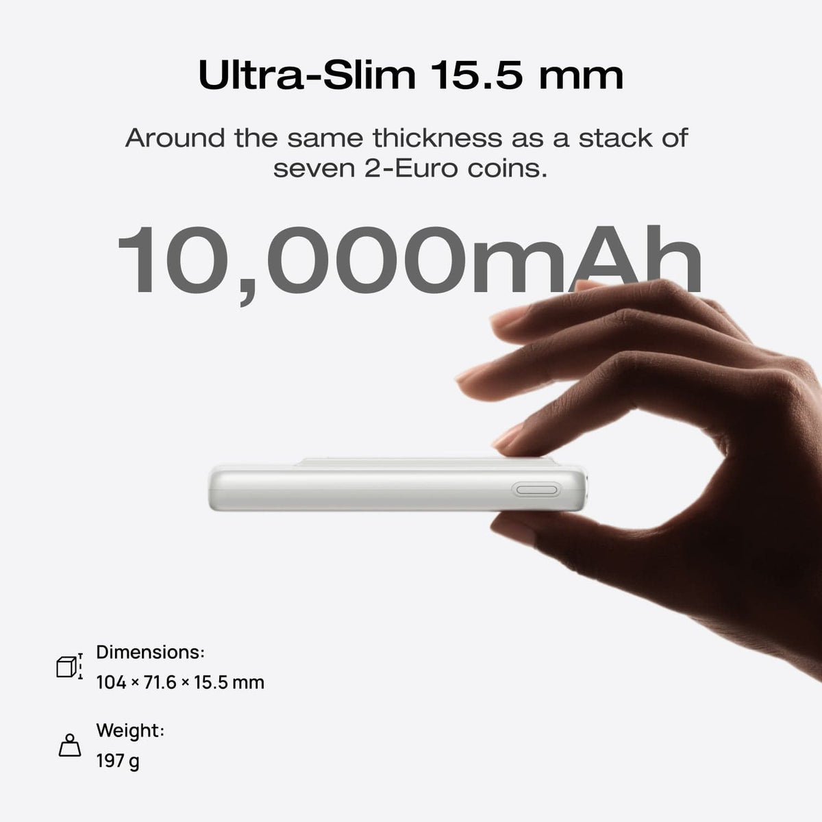 EcoFlow RAPID Mag Power Bank (10,000mAh, 7.5W, Magnetic Charging) | White
