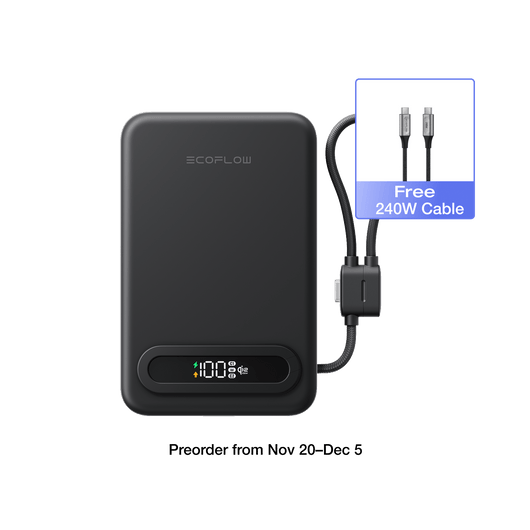 EcoFlow Rapid Mag Black EcoFlow RAPID Mag Qi2.2 Magnetic Power Bank (10,000mAh, 25W, Built-in USB-C Cable)