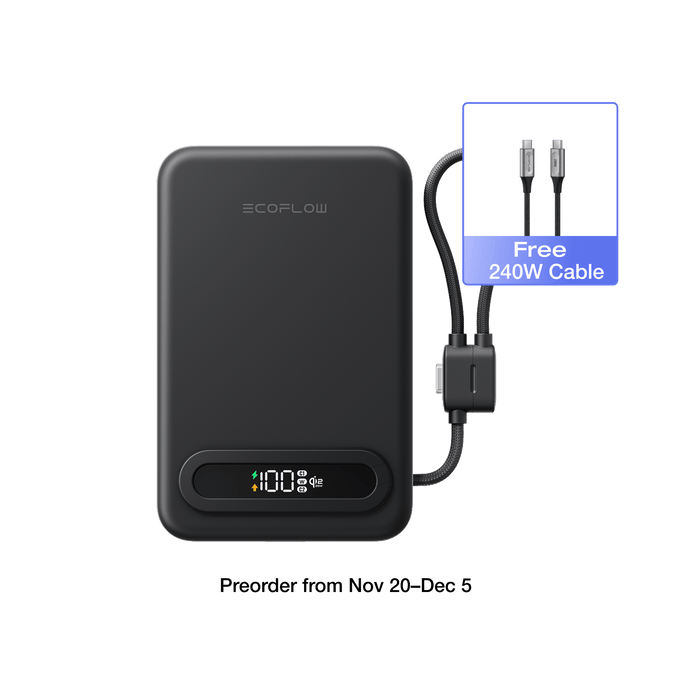 EcoFlow Rapid Mag Black EcoFlow RAPID Mag Qi2.2 Magnetic Power Bank (10,000mAh, 25W, Built-in USB-C Cable)