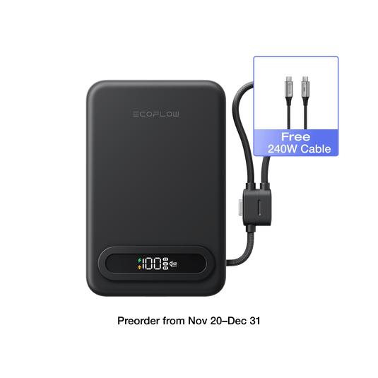 EcoFlow Rapid Mag Black EcoFlow RAPID Mag Qi2.2 Magnetic Power Bank (10,000mAh, 25W, Built-in USB-C Cable)