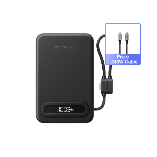 EcoFlow Rapid Mag Black EcoFlow RAPID Mag Qi2.2 Magnetic Power Bank (10,000mAh, 25W, Built-in USB-C Cable)