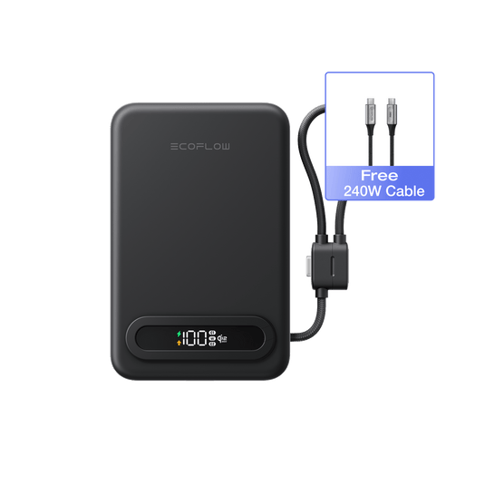 EcoFlow Rapid Mag Black EcoFlow RAPID Mag Qi2.2 Magnetic Power Bank (10,000mAh, 25W, Built-in USB-C Cable)