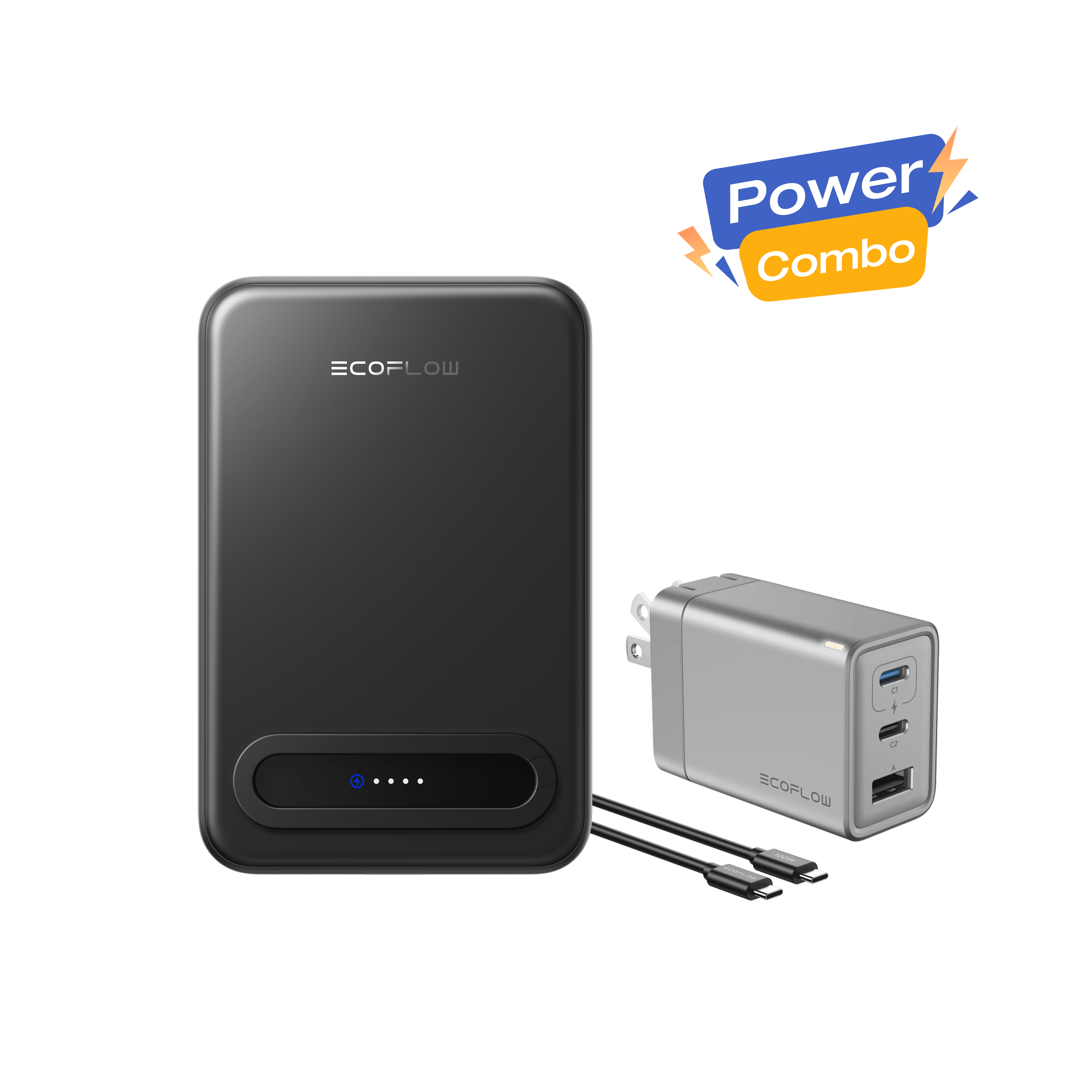 EcoFlow RAPID Mag Qi2 Power Bank (10K, 15W) + RAPID 65W GaN Charger wi