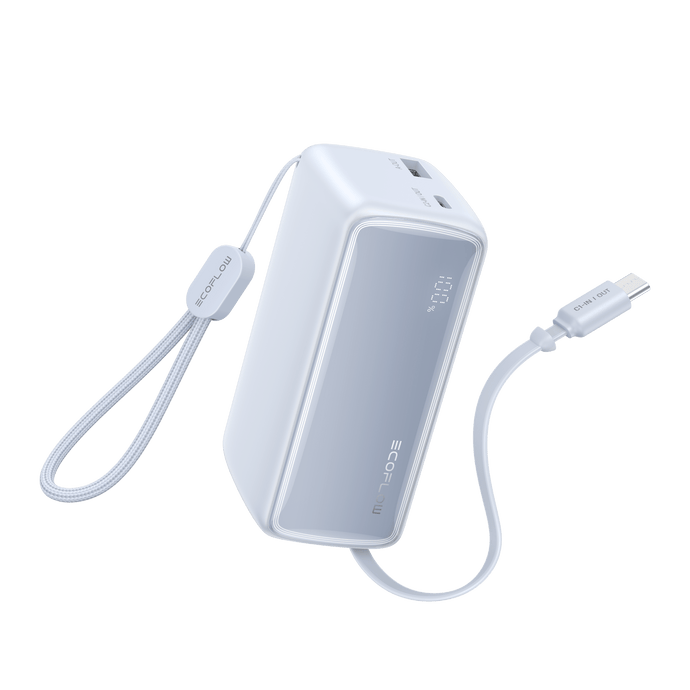 EcoFlow Rapid Blue EcoFlow RAPID Power Bank (10K, 45W, Retractable Cable)