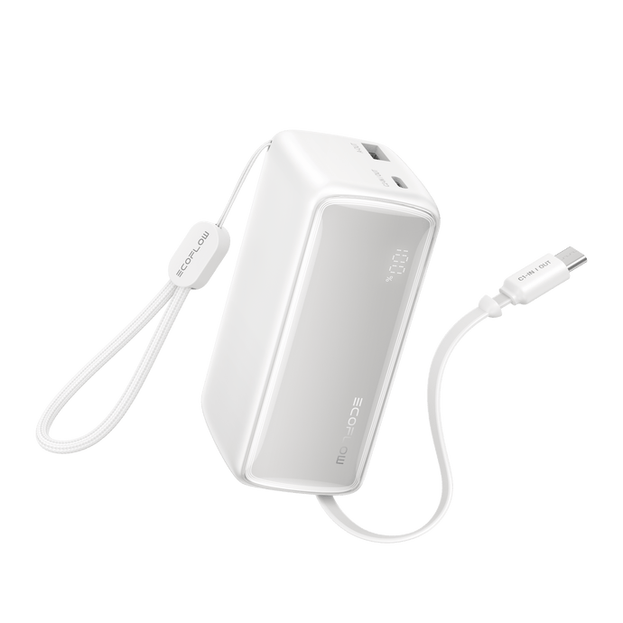 EcoFlow Rapid White EcoFlow RAPID Power Bank (10K, 45W, Retractable Cable)