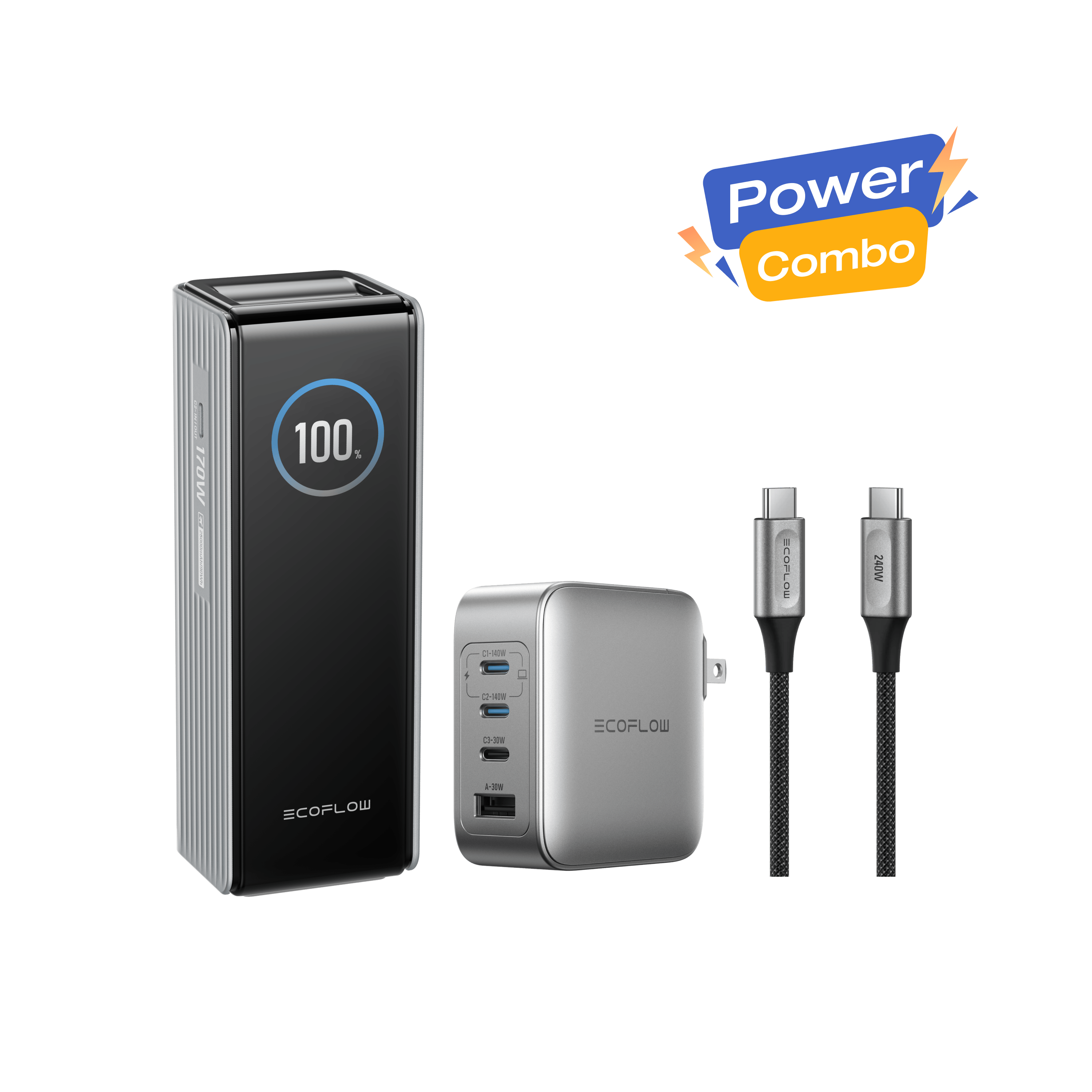 EcoFlow RAPID Power Bank (25,000mAh, 170W) + 140W Charger + 240W Cable