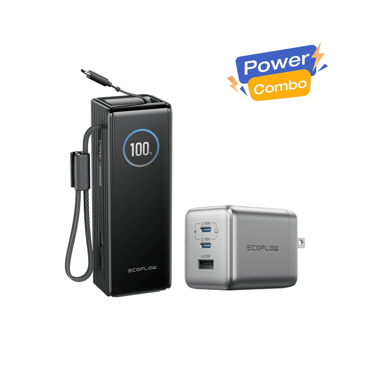 EcoFlow RAPID Power Bank (25K, 170W, 100W Built-In and Retractable Cab EcoFlow RAPID Power Bank (25K, 170W, 100W Built-In and Retractable Cab