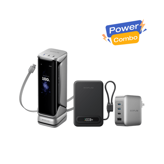 EcoFlow Rapid combo Black / RAPID Pro X Power Bank (27650mAh | 300W) / RAPID Pro Charger (140W | 4 Ports | GaN) EcoFlow RAPID Pro Power Bank + RAPID Mag Qi2.2 Power Bank + 140W Charger