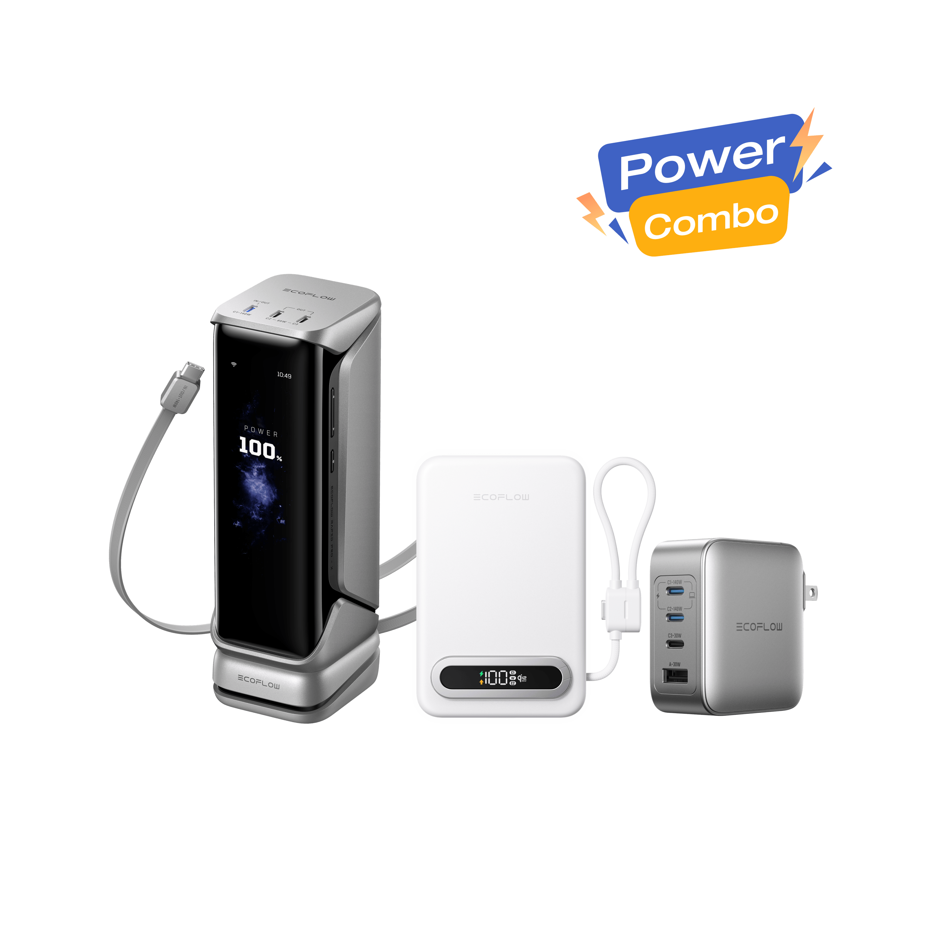 EcoFlow RAPID Pro Power Bank + RAPID Mag Qi2.2 Power Bank + 140W Charg