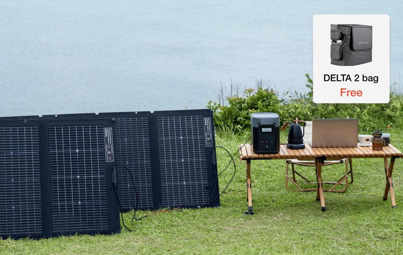 Load image into Gallery viewer, EcoFlow US Bundle EcoFlow DELTA 2 + 2*220w Portable Solar Panel + DELTA 2 Waterproof Bag EcoFlow DELTA 2 + 2*220w Portable Solar Panel + DELTA 2 Waterproof Bag
