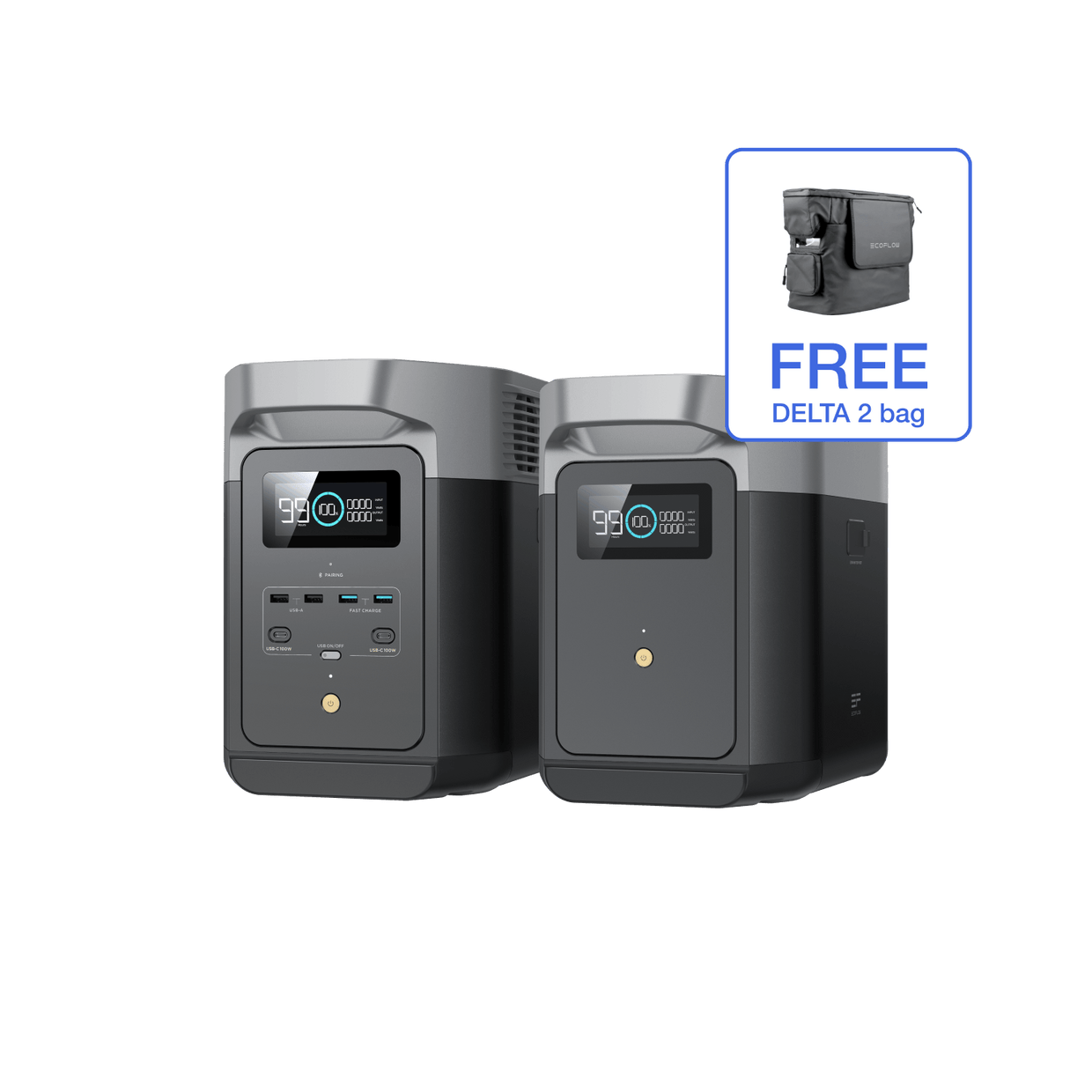 EcoFlow US Bundle DELTA 2 + DELTA 2 Smart Extra Battery + Free Bag EcoFlow DELTA 2 + DELTA 2 Smart Extra Battery - Flash Sale
