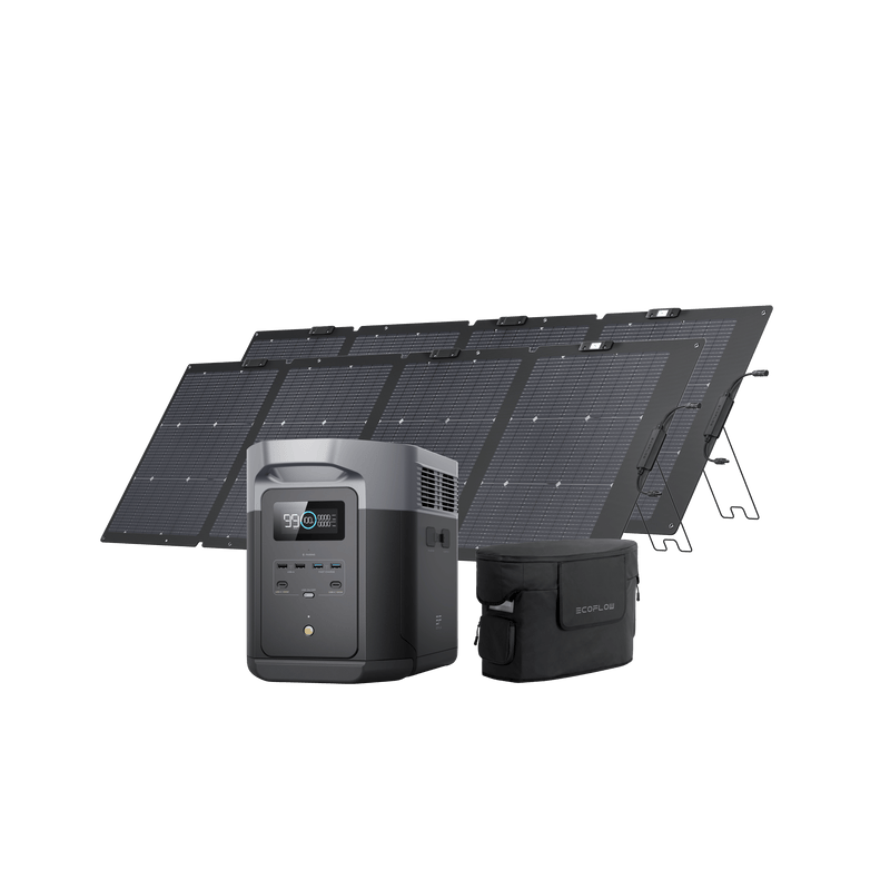 Load image into Gallery viewer, EcoFlow US EcoFlow DELTA 2 Max + 220W Portable Solar Panel + Free Bag EcoFlow DELTA 2 Max + 2 X 220W Portable Solar Panel + Free Bag - Web Exclusive
