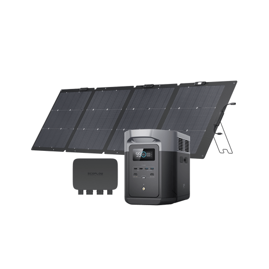 EcoFlow US EcoFlow DELTA 2 Max + 220W Portable Solar Panel + 800W Alternator Charger - Web Exclusive EcoFlow DELTA 2 Max + 220W Portable Solar Panel + 800W Alternator Charger - Web Exclusive