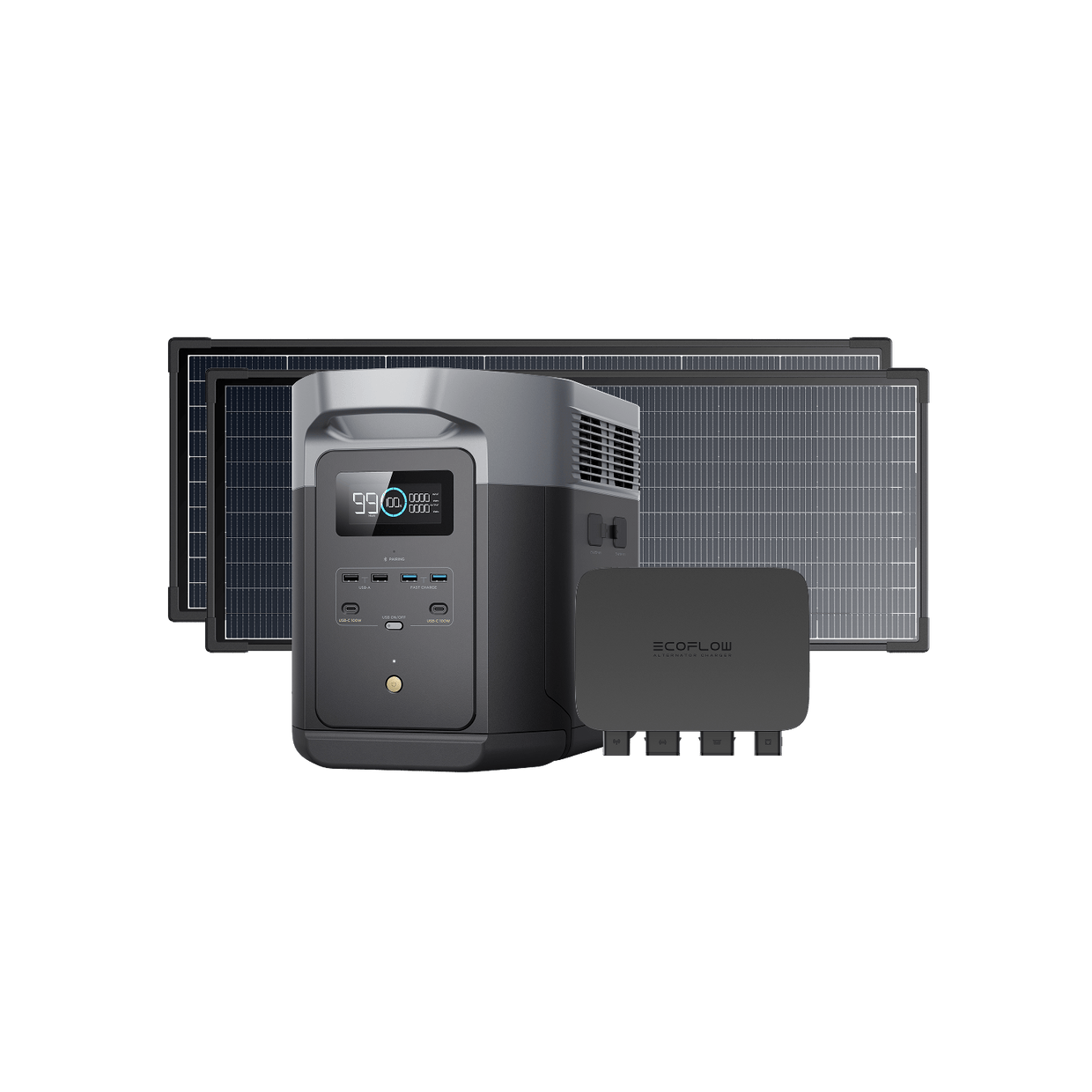 EcoFlow US D2M DELTA 2 Max + 2 * 130W Solar Panel + 800W Alternator Charger EcoFlow DELTA 2 Max Portable Power Station