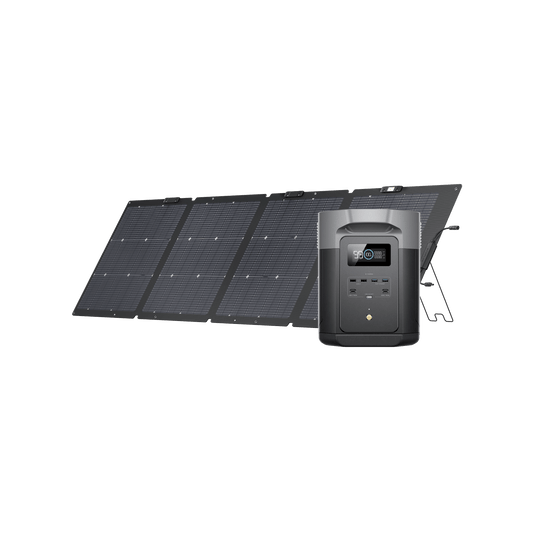 EcoFlow US DELTA 2 Max EB + 220W EcoFlow DELTA 2 Max Smart Extra Battery + NextGen 220W Bifacial Portable Solar Panel - Deals of the week