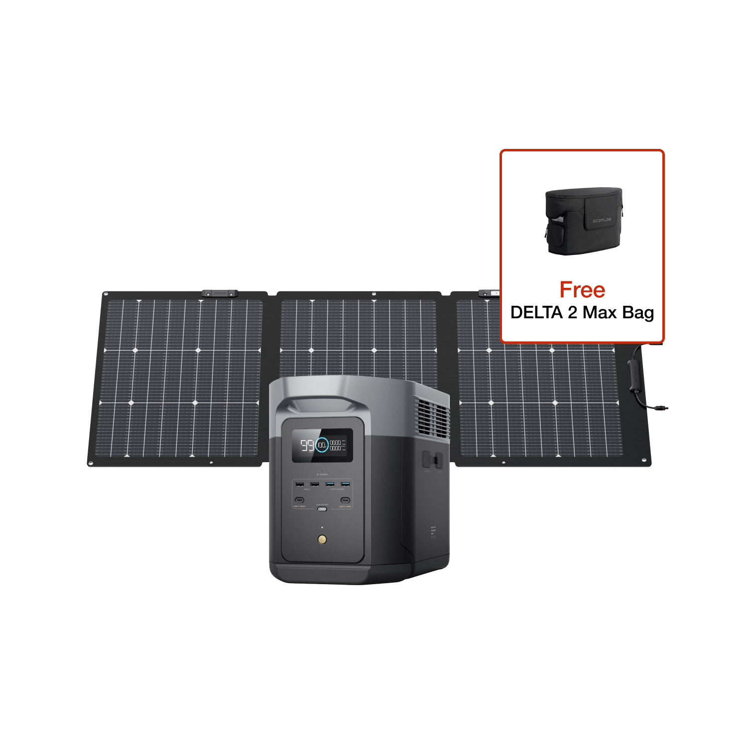 EcoFlow DELTA 2 + 160Wソーラーパネルセットで。 EcoFlow DELTA 2 Max Solar Generator (PV160W)