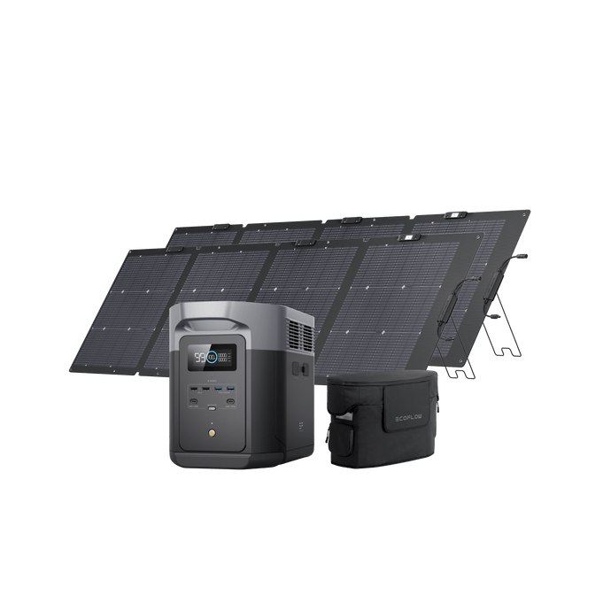 EcoFlow US D2M-bundle 2*220W + DELTA 2 Max + Free Bag EcoFlow DELTA 2 Max Solar Generator (PV220W)
