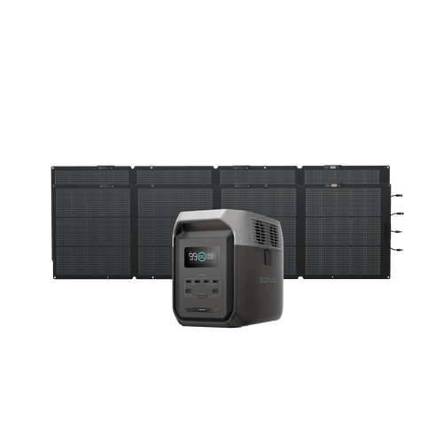 EcoFlow US Standalone DELTA 3 1500 (Dark Grey) + 2 x 220W Portable Solar Panel EcoFlow DELTA 3 1500 Portable Power Station