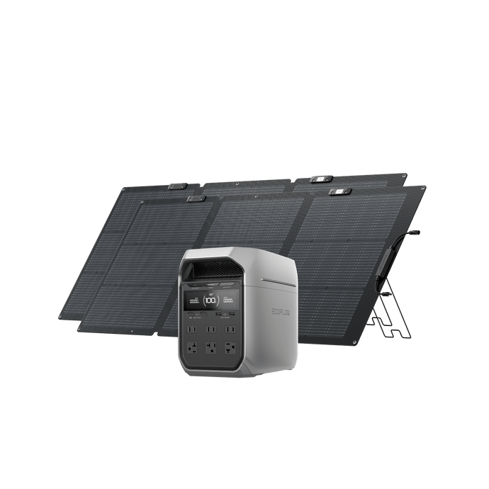 EcoFlow US Bundle DELTA 3 Plus + 160W Solar Panel x 2 EcoFlow DELTA 3 Series Solar Generator (PV160W)